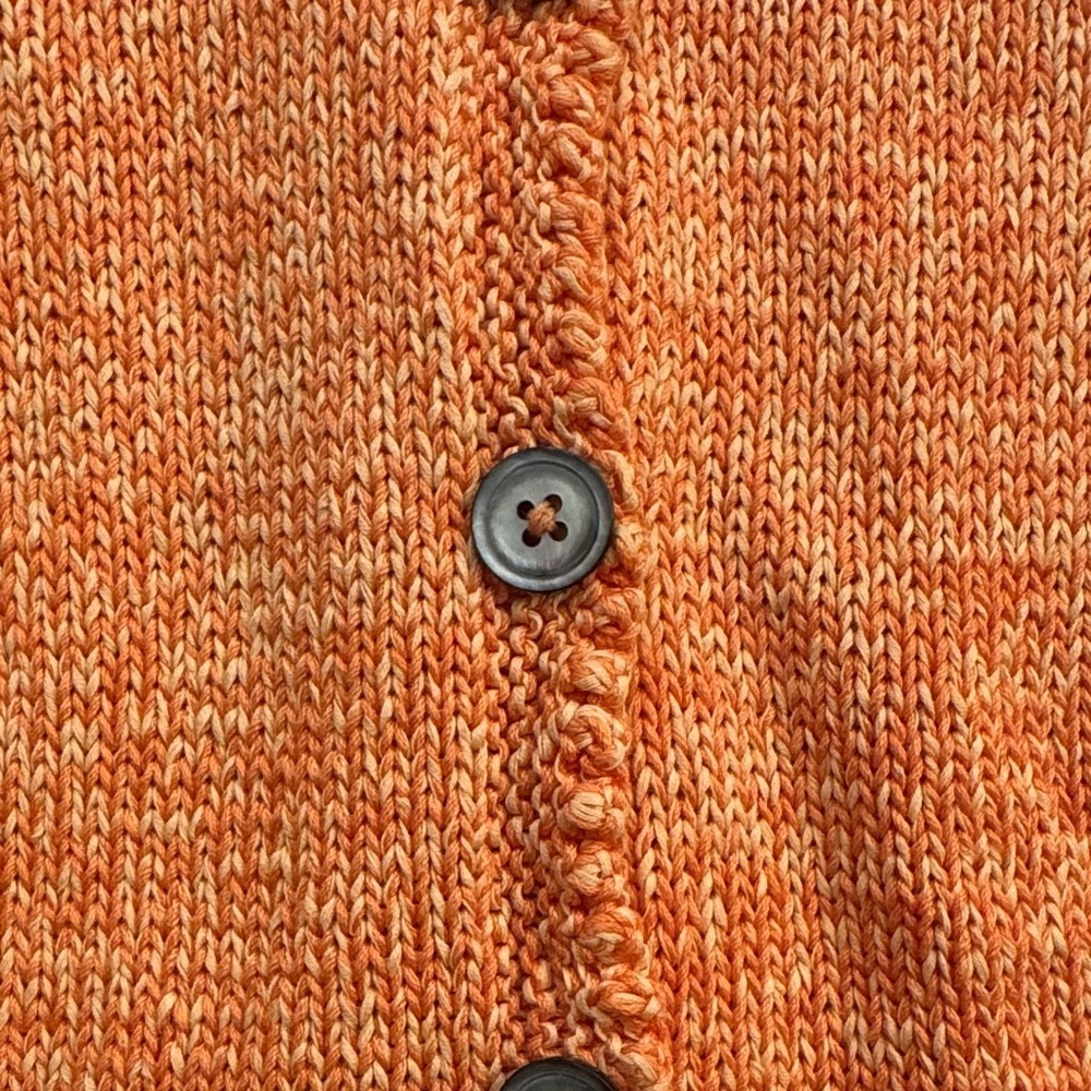 Marion Foale cotton cardigan hand knit orange tangerine XS - Picture 5 of 6